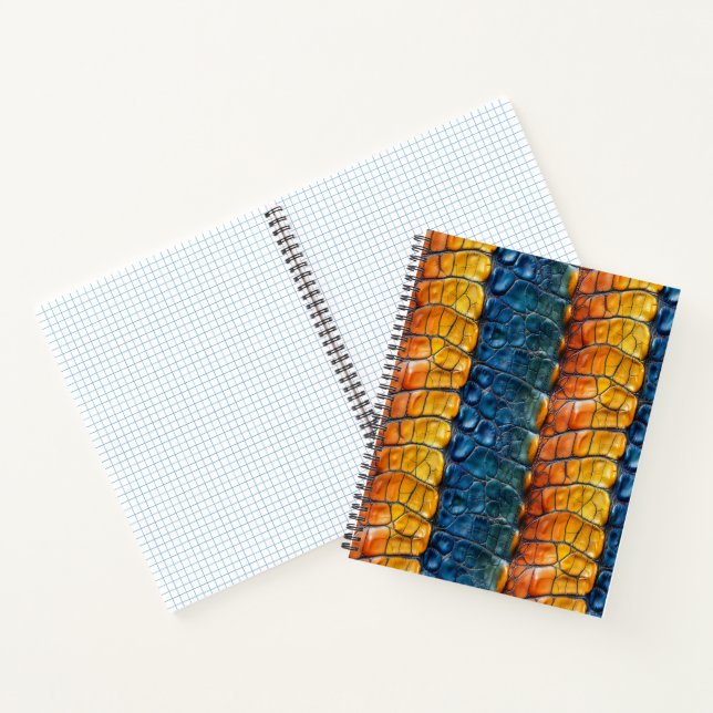 Cuaderno Cuero Reptil Azul Amarillo (Interior)