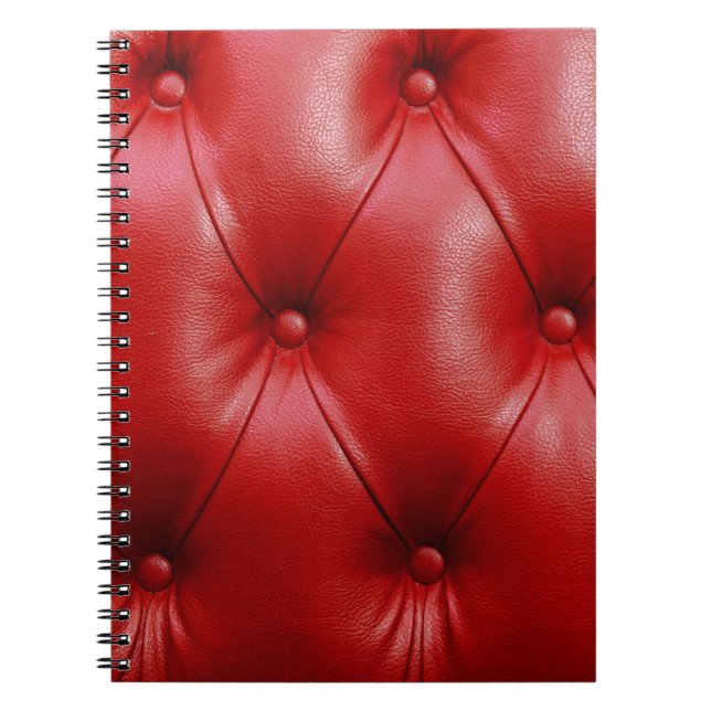 Cuaderno Cuero Rojo: Elegancia del patrón de tapicería. (Frente)