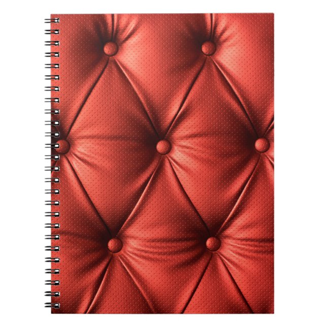 Cuaderno Cuero rojo texturado: Cierre detallado del materia (Frente)