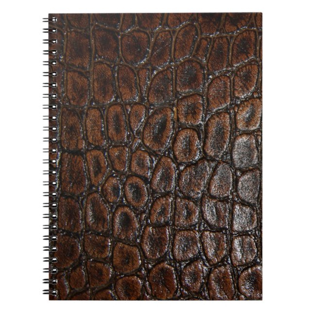 Cuaderno cuero salvaje del cocodrilo del marrón del (Frente)