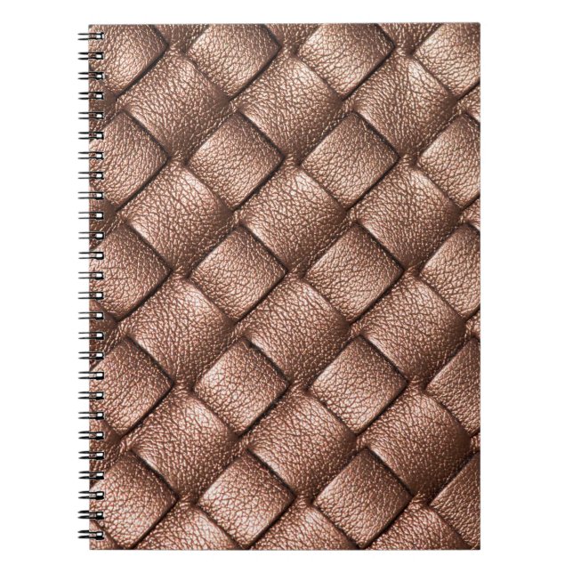 Cuaderno Cuero trenzado, fondo de color bronce. (Frente)