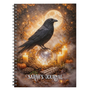 Cuaderno Cuervo y Bola de Cristal con Velas y Luna