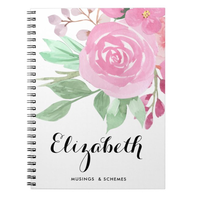 Cuaderno Cuidada acuarela colorida primavera floral Persona (Frente)