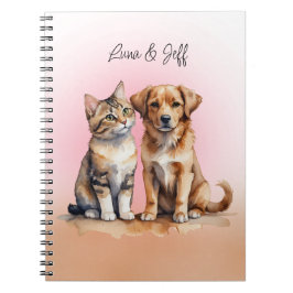 Cuaderno Cuidada acuarela de gato y perro