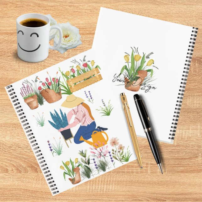 Cuaderno Cuidada acuarela ilustracion floral jardinería (Subido por el creador)