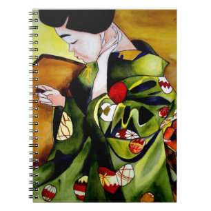 Cuaderno Cuidada geisha original arte acuático japonés