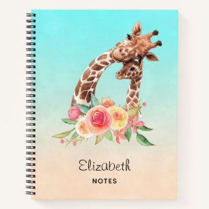 Cuaderno Cuidada jirafa acuarela mamá y bebé