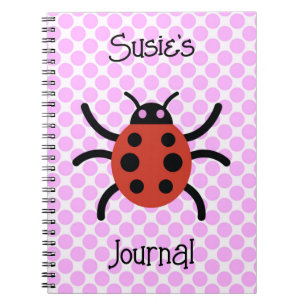 Cuaderno Cuidada Ladybug Art en el Diario de nombres rosado