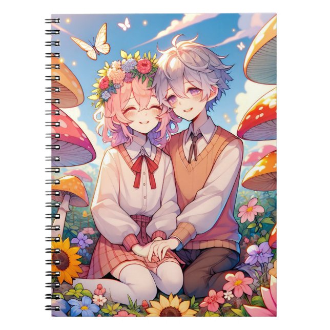 Cuaderno Cuidada Pareja Anime Whimsical Romántica (Frente)