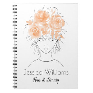 Cuaderno Cuidado bonito chica melocotón rosas de acuarela-F