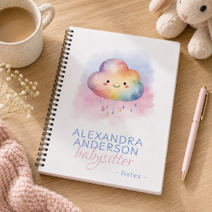 Cuaderno Cuidado de niños Nube Arcoíris Boho Acuarela Adora