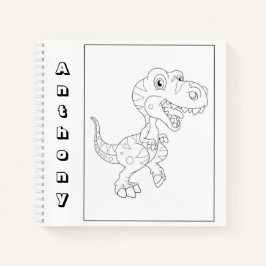 Cuaderno Cuidado Dinosaurio Color Su Propio Nombre Esbozo