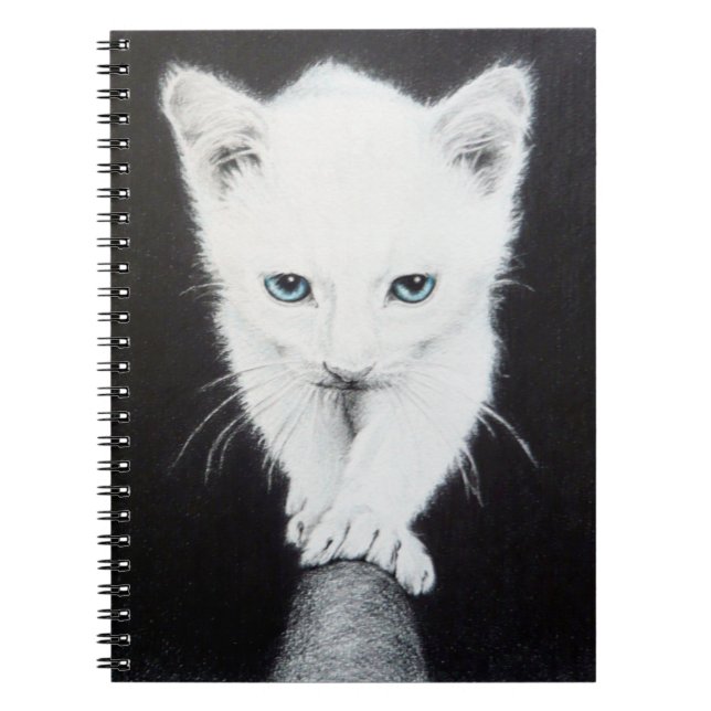 Cuaderno Cuidado gatito blanco Arte de dibujo animal Amante (Frente)