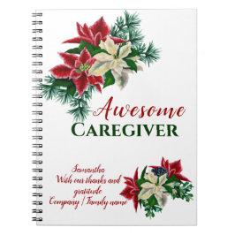 Cuaderno Cuidador Agradecimiento Aprecio Floral Poinsettia