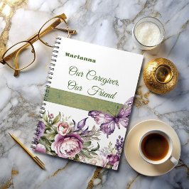 Cuaderno Cuidador Floral Púrpura de Algodón