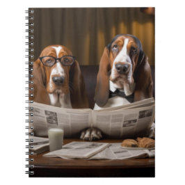 Cuaderno Cuidados basset hounds leyendo el periódico