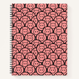 Cuaderno Cuidados Kawaii Cerdos y lechones Patrón de arte v