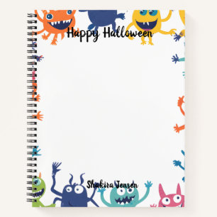 Cuaderno Cuidados monstruos coloridos Feliz Halloween