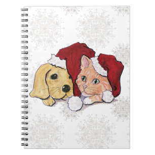 Cuaderno Cuidados Navidades Labrador Puppy y Naranja Tabby