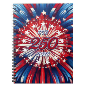 Cuaderno Cumpleaños 250 de América 1776-2026 Fuegos Artific