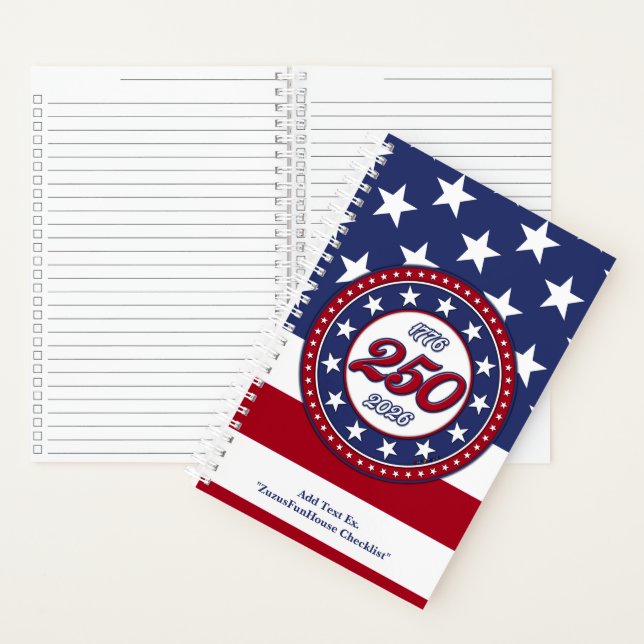 Cuaderno Cumpleaños 250 de América con bandera de EE. UU. (Interior)