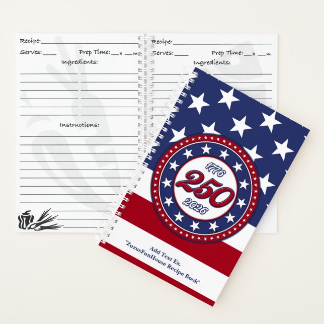 Cuaderno Cumpleaños 250 de América con bandera de EE. UU. (Interior)
