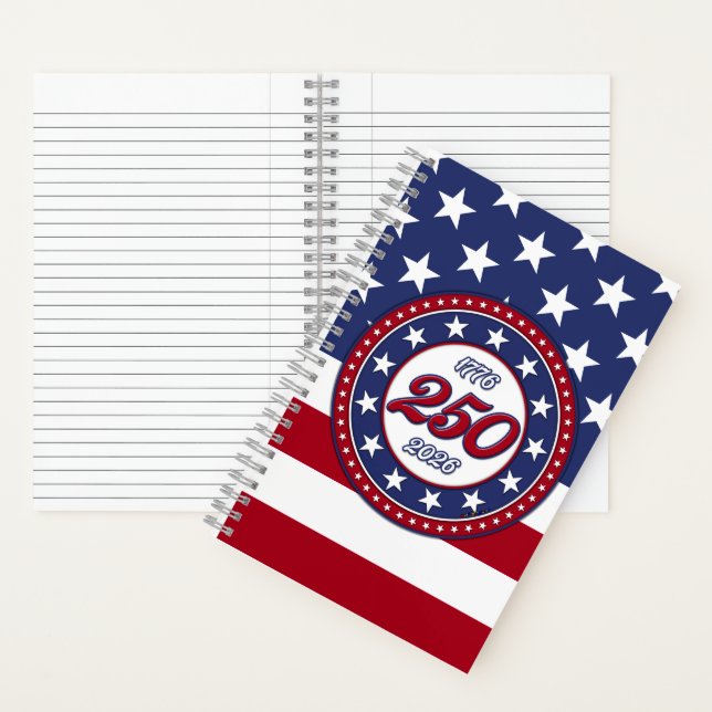Cuaderno Cumpleaños 250 de América con bandera de EE. UU. (Interior)