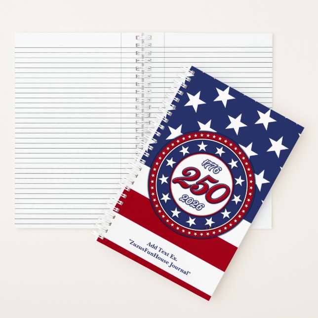 Cuaderno Cumpleaños 250 de América con bandera de EE. UU. (Interior)