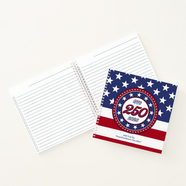 Cuaderno Cumpleaños 250 de América con bandera de EE. UU. (Interior)