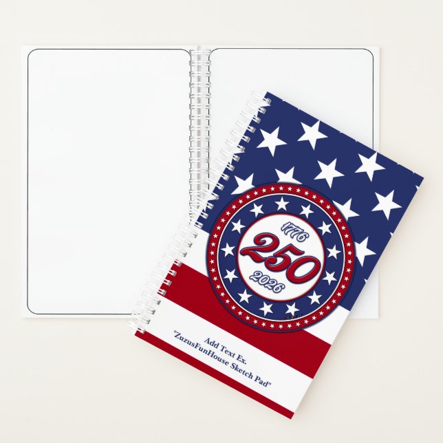 Cuaderno Cumpleaños 250 de América con bandera de EE. UU. (Interior)