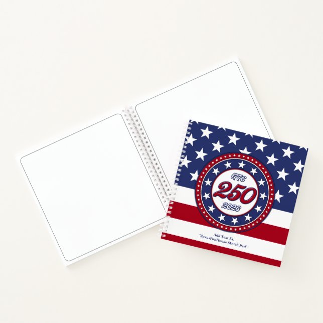 Cuaderno Cumpleaños 250 de América con bandera de EE. UU. (Interior)