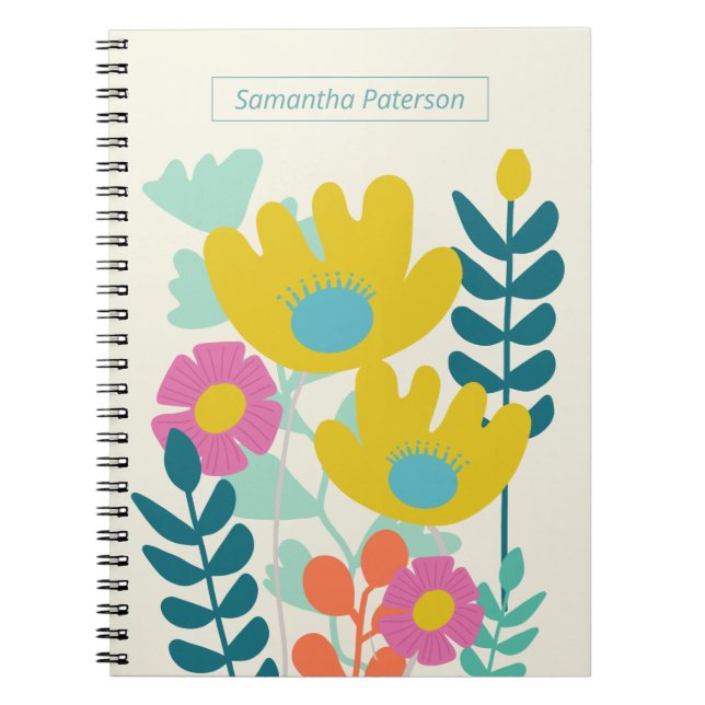 Cuaderno cumpleaños 50 bonito floral moderno colorido (Frente)