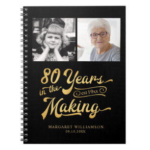 Cuaderno Cumpleaños 80 AÑOS EN EL CUADRO DE 2 Fotos
