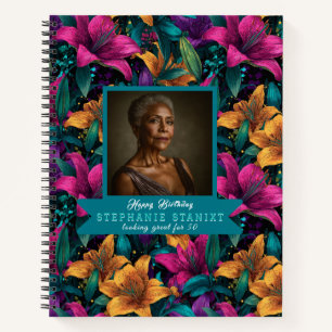 Cuaderno Cumpleaños adulto de lirios florales lindos