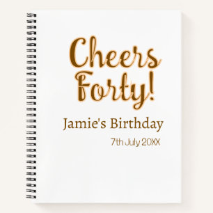 Cuaderno Cumpleaños cuarenta naranja marrón caligrafía nam
