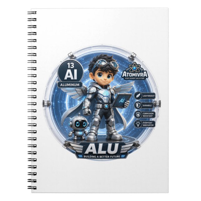 Cuaderno Cumpleaños de ATOMIVRA de Aluminio (Frente)