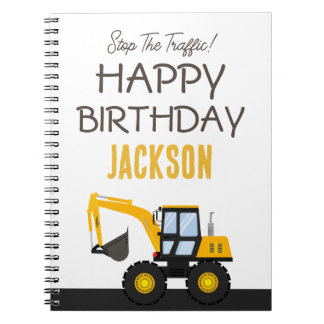 Cuaderno Cumpleaños de Camión de Construcción | Decoración 