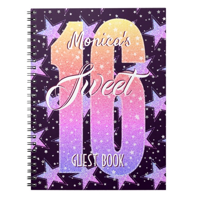Cuaderno Cumpleaños de Dulces 16 | Invitado de Stars Pink P (Frente)