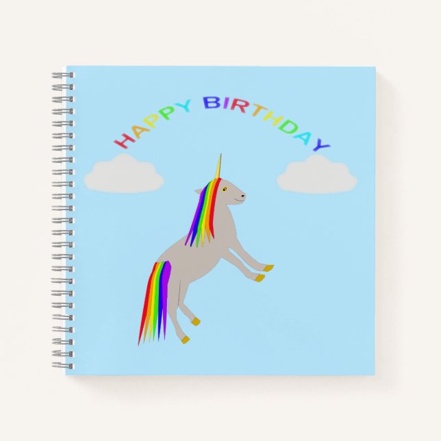 Cuaderno Cumpleaños de la fantasía Unicornio Arcoiris y nub (Anverso)