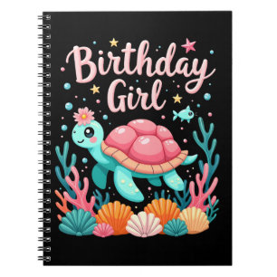 Cuaderno Cumpleaños de la niña tortuga marina Tema Cumpleañ
