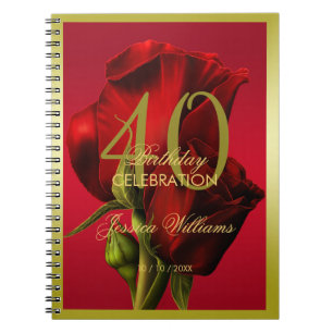 Cuaderno Cumpleaños de la Rosa Roja Romántica con Marco de 