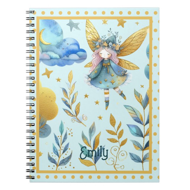 Cuaderno Cumpleaños de los Fairy Verde azulada Gold Pink Pr (Frente)