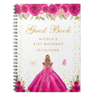 Cuaderno Cumpleaños de Princesa con Cabello Rubio Flor de R