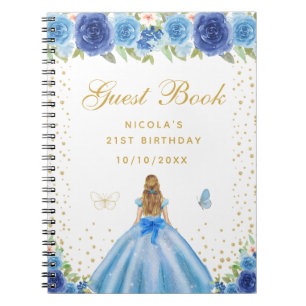 Cuaderno Cumpleaños de Princesa de Cabello Rubio con Flores