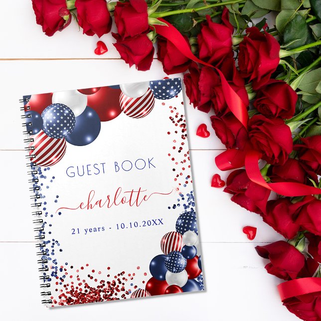 Cuaderno cumpleaños del libro de invitados bandera azul roj (Subido por el creador)