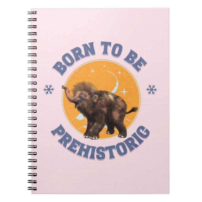 Cuaderno Cumpleaños divertido de mamut bebé prehistórico (Frente)