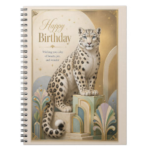 Cuaderno Cumpleaños Elegancia Leopardo de las Nieves Dorado