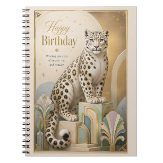 Cuaderno Cumpleaños Elegancia Leopardo de las Nieves Dorado
