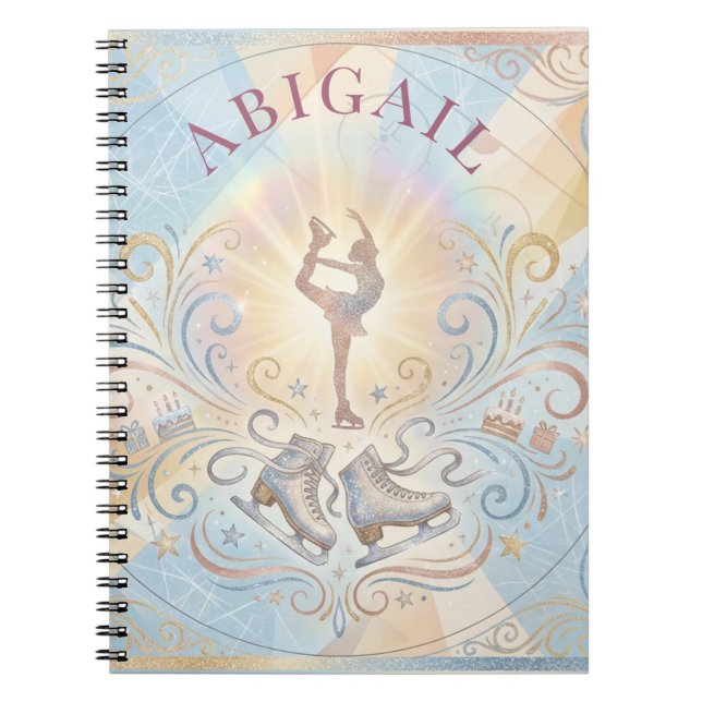 Cuaderno Cumpleaños elegante de patinaje sobre hielo en inv (Frente)