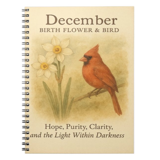 Cuaderno Cumpleaños en Diciembre Versículo Bíblico Cardenal (Frente)